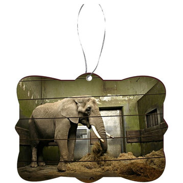 Elephant in Cage Design Rectangle Christmas Tree Ornament