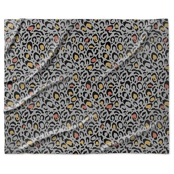 "Leopard Print, Gray" Sherpa Blanket 60"x50"