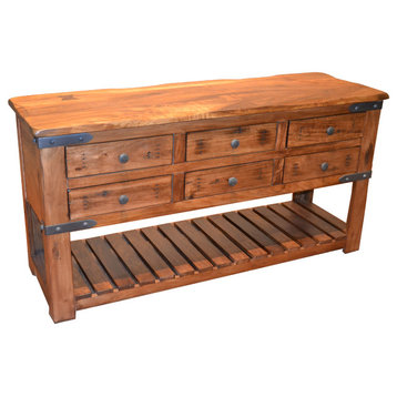Greenview 6-Drawer Rustic Console Table