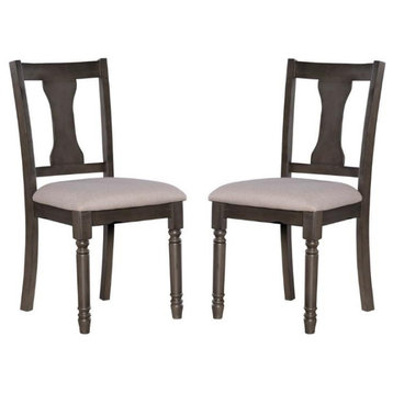 Home Square 2 Piece Wood Dining Side Chairs Set in Gray