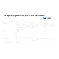recombinant tpa enzyme - Products