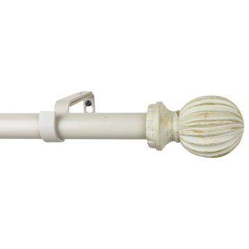1" Diameter Lecca Curtain Rod, 48"-84", Gilded French White