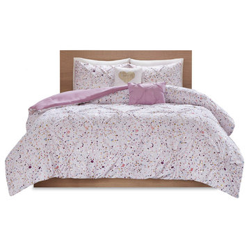 Intelligent Design Abby Splash Purple Metallic Comforter Set With Two Pillows