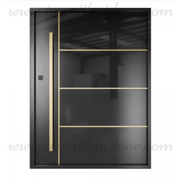 Pivot Door Bronco Gold Custom 61X96 Right Hand Inswing, Flat Black, 61X81