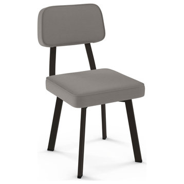 Amisco Clarkson Dining Chair, Taupe Grey Faux Leather / Dark Brown Metal