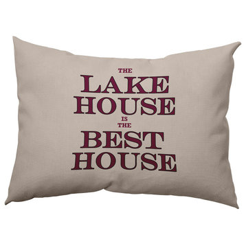 Lake House Best House Polyester Indoor Pillow, Maroon Red, 14"x20"