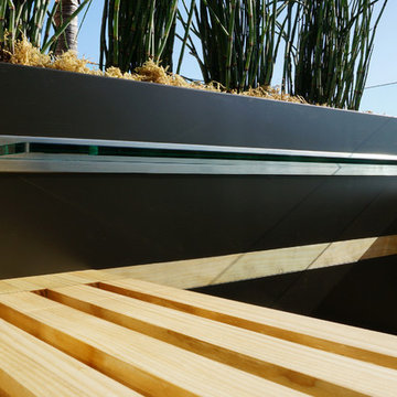 Metal Planter Bench - Worley Residence