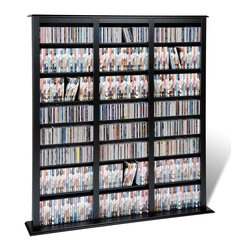 Prepac Triple Width Barrister CD DVD Media Storage Tower in Black - Media Racks And Towers