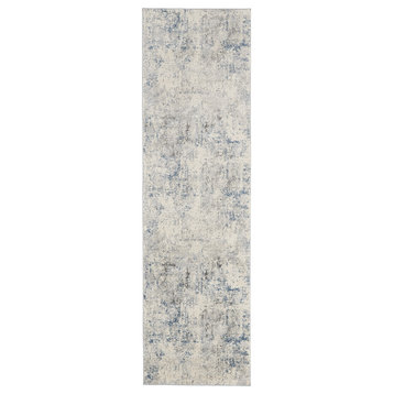 Nourison Rustic Textures 2'2" x 7'6" Ivory/Grey/Blue Modern Indoor Area Rug