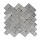 Light Grey Herringbone Stone Mosaic Tile