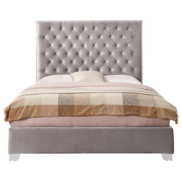 Boyle Upholstered Bed, Silver Gray, King