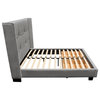 Queen Bed With Integrated Footboard Storage Unit, Accent Wings, Grey Fabric