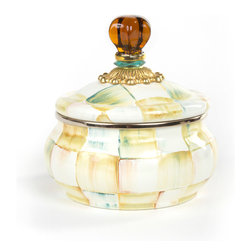 Parchment Check Enamel Squashed Pot Canister | MacKenzie-Childs - Kitchen Canisters And Jars