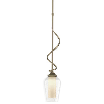 Flora Down Light Mini Pendant, Soft Gold, Opal and Seeded Glass
