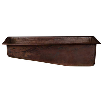 28" Rectangle Hammered Copper Slanted Bar/Prep Sink With 3.5" Drain Opening
