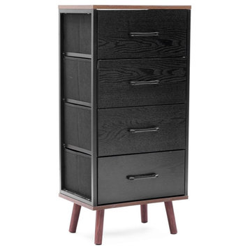 LuxenHome Black Manufactured Wood 4-Drawer Accent Chest