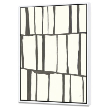 Designart Minimalist Black White I Transitional Canvas Art, White, 36x46