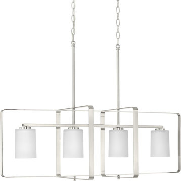 Progress Lighting League 4-Lt NK/Etched Mod Farmhouse Chandelier, P400287-009