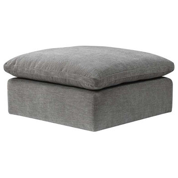 Linen Upholstery Modular Ottoman, Gray