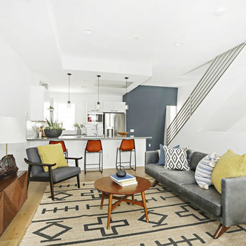 Mid Century Modern Living Room with Vintage Driftwood Lamp
