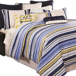 HiEnd - Chambray Stripe Bedding Set, Queen - Comforters And Comforter Sets