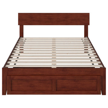 Boston Full Bed With Foot Drawer, Walnut