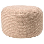 Jaipur Living - Jaipur Living Santa Rosa Indoor/Outdoor Solid Cylinder Pouf, Heather Light Tan/B - The Saba Solar collection brings the coastal, globally inspired vibes of natural fiber to outdoor settings. The Santa Rosa pouf mimics the organic style of jute accents, lending texture and earthy neutrality to any style decor, but the handwoven polyester quality means this chic ottoman is just as home on patios and porches as it is in living and playrooms.