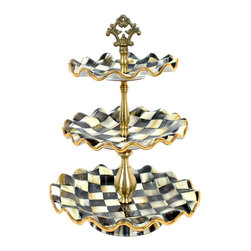 Courtly Check Three Tier Sweet Stand | MacKenzie-Childs - Serving Dishes And Platters