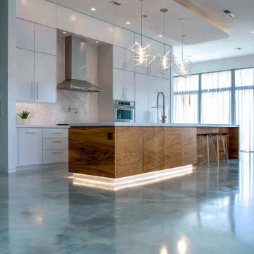 Custom Walnut Island & Ultra-Modern Kitchen Design in Highland Park