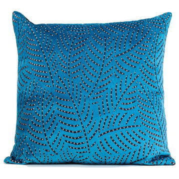 Blue velvet throw pillow, fern velvet pillow cover, Romo velvet, luxury cover, 2