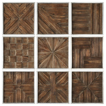 Uttermost Bryndle Rustic Wooden Squares, Set of 9