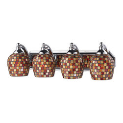 Elk Lighting - Elk Lighting 570-4C-MLT 4 Light Vanity in Polished Chrome & Multi Mosaic Glass - Bathroom Vanity Lighting