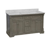 Kitchen Bath Collection - Sydney 60" Bathroom Vanity, Weathered Gray, Carrara Marble, Double Sink - The Sydney: For the discerning eye.