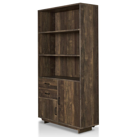 Furniture of America Berto Farmhouse Wood 3-Shelf Bookcase in Reclaimed Oak