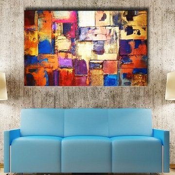 Bilder auf Leinwand Ölgemälde Abstrakte Kunst Handgemalt Moderne große - Rooftop
