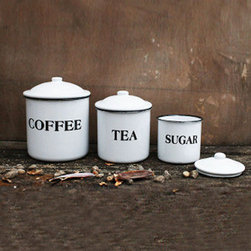 Morning Essentials Enameled Containers - Set of 3 - Kitchen Canisters And Jars