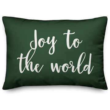 Joy To The World, Dark Green 14x20 Lumbar Pillow