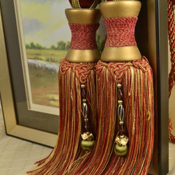 5 Colors QYM17 Faux Silk Curtain Tassel Tie Backs in Red Color - Window Treatment Accessories