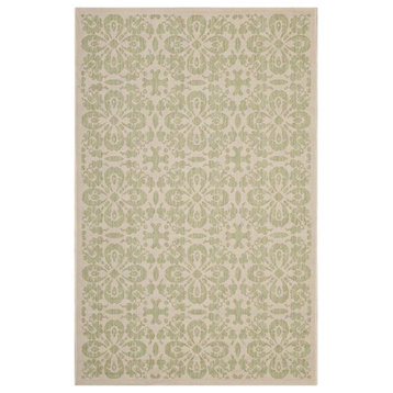 Modway Ariana 5' x 8' Floral Trellis Area Rug in Green and Beige