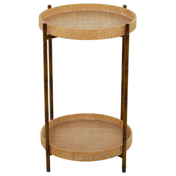 Traditional Brown Rattan Accent Table 562523