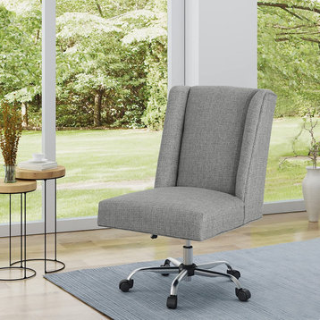 Swivel Office Chair, Chrome Base With Adjustable Height and Padded Seat, Grey