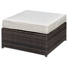 Benzara BM183747 Ottoman with Fabric Upholstered Cushioned Seat, Brown & Ivory