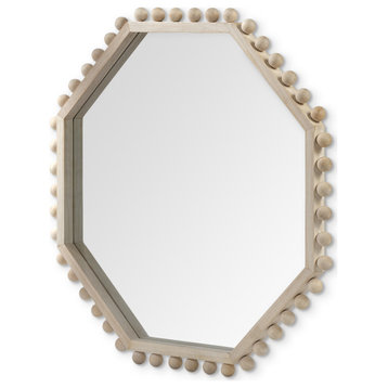 HomeRoots 32" Octagon Natural Wood Frame Wall Mirror