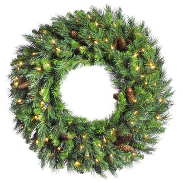 Vickerman 30" Cheyenne Pine Wreath, 100 Warm White LED
