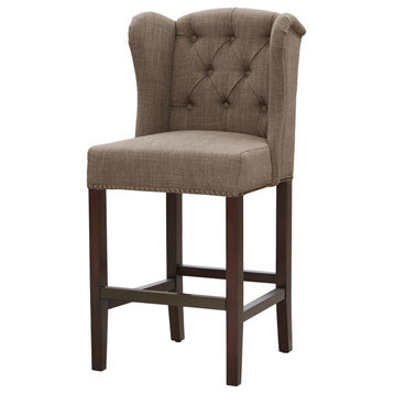 Madison Park Jodi Tufted Wing Back Counter Stool, Taupe
