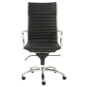 Dirk High Back Office Chair, Black/Chrome