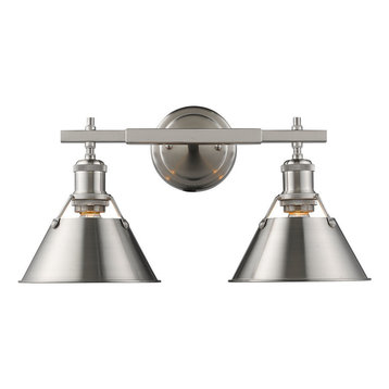 Orwell 2-Light Bath Vanity, Pewter Pewter Shade