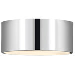 Z-Lite - Harley 2 Light Flush Mount, Chrome - Elegant simplicity offers a minimalist design that captures attention, making this contemporary flushmount metal drum two-light ceiling light a versatile selection. This light from the Harley collection is perfect for casual, easy living spaces, offering a sleek large-form silhouette with a shade made of radiant chrome finish steel. Bring industrial-inspired vibes to a kitchen, dining space, or hallway with this tasteful fixture.