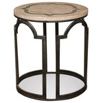 Riverside Furniture - Riverside Furniture Estelle Round Side Table - The quatrefoil metal inlay frames the table tops of the Estelle made from reclaimed fruit baskets. Bases are metal in an ornamental pattern that add to the beauty of this collection.