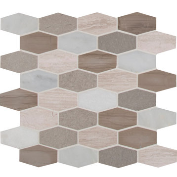 MSI SMOT-HEXEL10MM 12" x 11-5/8" Hexagon Mosaic Sheet - Honed - Bellagio Blend